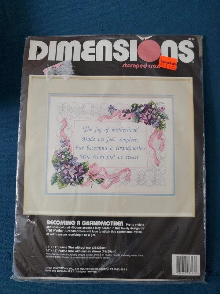 Kit de punto de cruz estampado Dimensiones Convertirse en abuela Foto 1 de 4