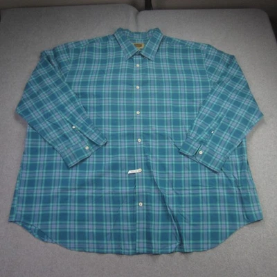Camisa The Foundry Supply Co Para Hombres 4XL Azul Verde A Cuadros Manga Larga Con Botones Foto 1 de 4