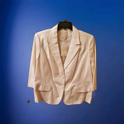 NWT Sejour White Single Breasted Blazer Jacket Lined w Pockets, Sz 16W $110 - Image 1 of 4