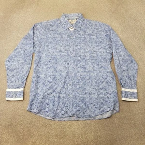 Claudio Lugli Mens Shirt 3XL XXXL Blue Floral Ditsy Print Long Sleeve Summer - Picture 1 of 11
