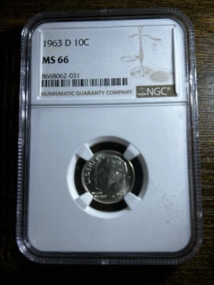 1963-D ROOSEVELT DIME NGC MS66 - Image 1 of 4