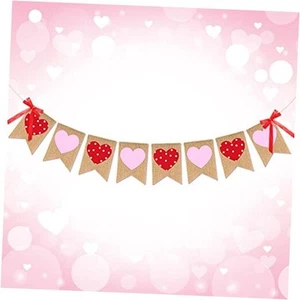 Valentine Banner Felt Heart Burlap Banner Heart Garland Valentine's Day - Picture 1 of 8