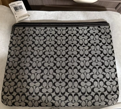 Coach Black Signature Monogram iPad Tablet Padded Protective Case Sleeve Zip - Image 1 of 2