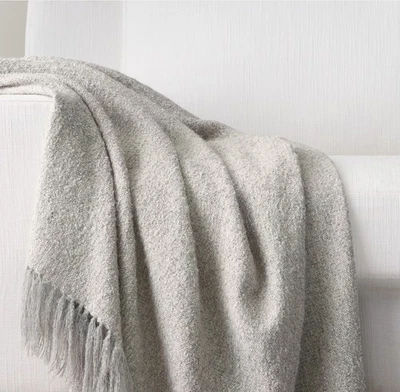 Restoration Hardware ALPACA BOUCLE WEAVE Oversized Bed Throw 96" x 70” Fog NWT - Image 1 of 4