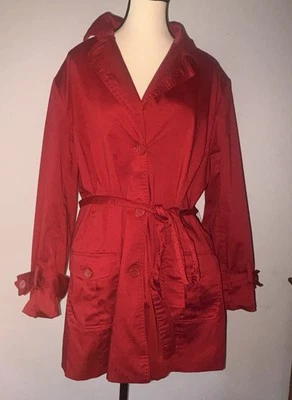 Chubasquero Spiegel Rojo Trench Midi Botón Frontal Cinturón Botón Bolsillos Longitud Cadera 20W Foto 1 de 4