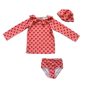 Oeuf 3-Piece Tomato Rash Guard Swimsuit + Swim Hat Set size 4y - Picture 1 of 8