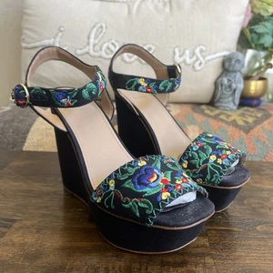 Tory Burch Sonoma Plateau-Keilsandalen mit Blumenstickerei US7 - Bild 1 von 16