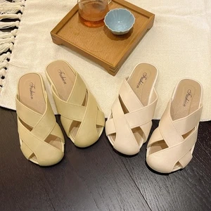 Soft-soled Square Toe Flat Sandals Square Toe Ladies Mules - Picture 1 of 12