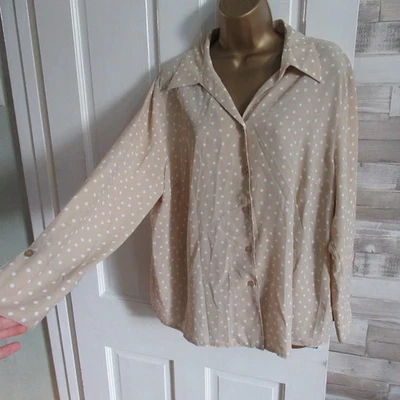 LUCIA ● taglia 22 ● camicia blusa beige bianca a pois top donna donna - Immagine 1 di 4
