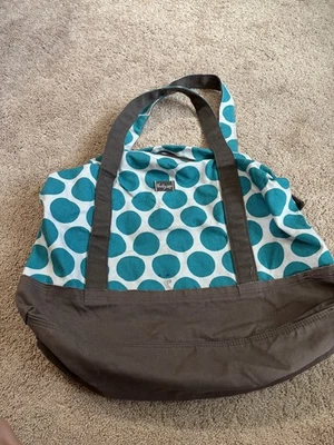 Thirty-One (31) Teal Polka Dots Tote Travel Bag Double Handles Weekender - Image 1 of 4