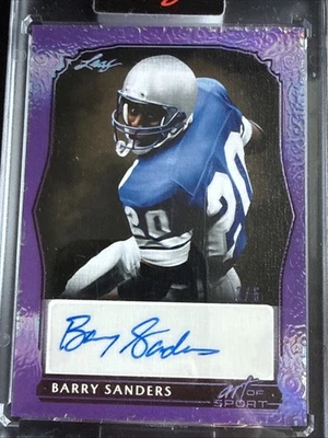 Barry Sanders Auto 2023 Hoja Arte del Deporte Púrpura Autógrafo BA-BS1 Leones #’d 2/5 Foto 1 de 4