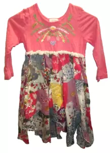 girls Mimi & Maggie Dress Floral Ruffle Skirt Long Sleeve Boho Girls Size 6 - Picture 1 of 5