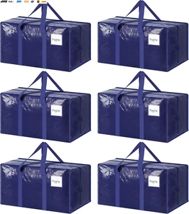6 Pack Extra Heavy Duty Large Moving Bags with Strong Zipper & Comfortable Handl - Picture 1 of 7