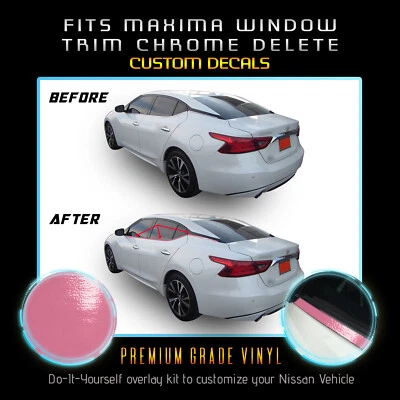 Kit de eliminación de vinilo cromado precortado ventana Nissan Máxima 2016-2020 - mate brillante Foto 1 de 4