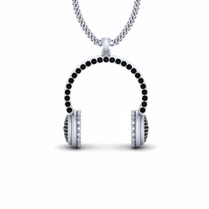 Headphone Pendant DJ Hip Hop Jewelry Sterling Silver Music Streetwear Fashion - Picture 1 of 6