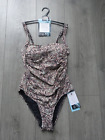 M&S MARKS & SPENCER BROWN MIX MAGIC SHAPING SWIMMING COSTUME SIZE 10