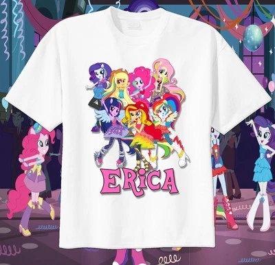 Camiseta Equestria Niñas Personalizar Fiesta de Cumpleaños Regalo Camiseta Personalizada MLP Foto 1 de 2