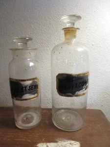 APOTHECARY BOTTLES ~ PV. JAL. ET. SENN. / SP.LAVA.COMP. RAISED LABEL,CAPS - Picture 1 of 24