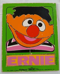 Playskool Sesame Street Wood Puzzle 8 piece Ernie Muppets Children Used c1973 - Picture 1 of 14