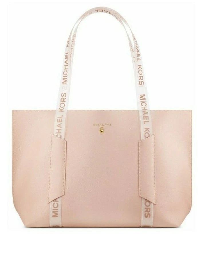 Michael Kors Large Beige Tote Bag Translucent Handles Work Shopping Travel