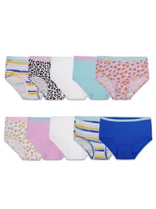Fruit of the Loom Girls' Tag-Free Cotton Briefs Underwear Size 4 (Pack of 10) - Picture 1 of 8