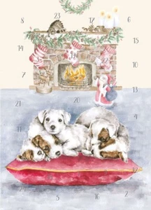 Wrendale Designs Welpen am Kamin A5 Weihnachten Adventskalender - Bild 1 von 1