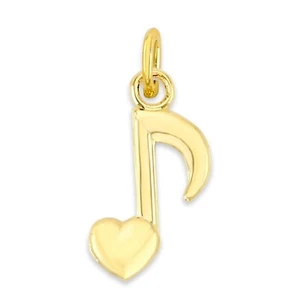 10k Solid Gold Music Note Heart Charm - Tiny Collectable for Bracelet - Picture 1 of 5