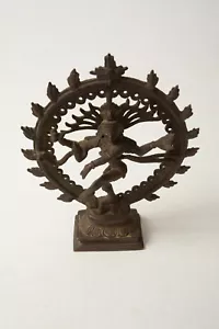 Dancing Shiva Nataraja Circle of Flames (R2L) Bronze Lord of Dance 7" Antique - Picture 1 of 12