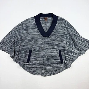 Poncho tejido Elliott Lauren cuello en V suéter bolsillos azul XS para mujer - Imagen 1 de 8