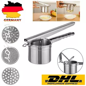 Edelstahl Kartoffelpresse Spätzlepresse Spaghettieis Nudelpresse 3 Lochscheiben - Bild 1 von 9