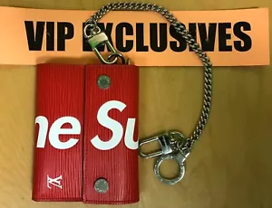 Louis Vuitton X Supreme Leather Chain Wallet Epi Leather - Red - M67755 RARE - Picture 1 of 8