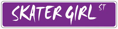 Purple Aluminum Weatherproof Road Street Signs Skater Girl Home Decor Wall - Image 1 of 4