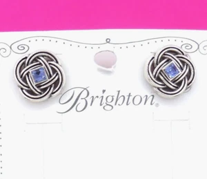 Brighton Interlok Shine Blue Crystal Post Earrings New $42 Jewelry - Picture 1 of 4