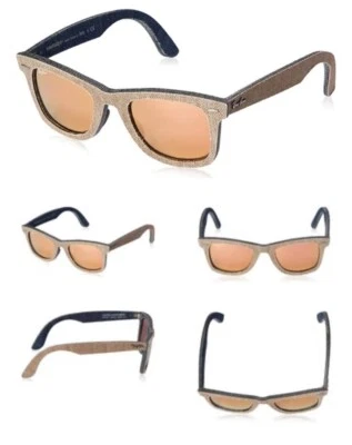 Marco Denim Ray-Ban Wayferer Unisex Beige/Azul, Lentes Espejadas Marrón, Nuevo Foto 1 de 4