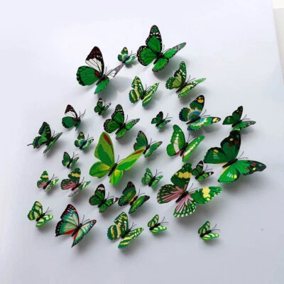 12x 3D Butterfly Wall Stickers Home Decor Room Decoration Sticker Bedroom Girl ~ - Image 1 of 4