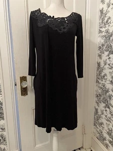Vivienne Tam Dress Size Small Embroidered Insert 3/4 Sleeve black Y2K - Picture 1 of 9