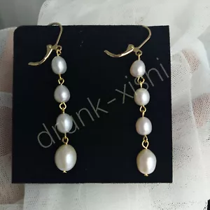 2025 New Mimi AAA Perfect South Sea White Pearl Earrings 14k Gold P - Picture 1 of 6