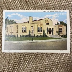 Ponca Stadt, OK Vintage Postkarte öffentliche Bibliothek Poststempel 1951 Schwester Kenny Polio - Bild 1 von 14