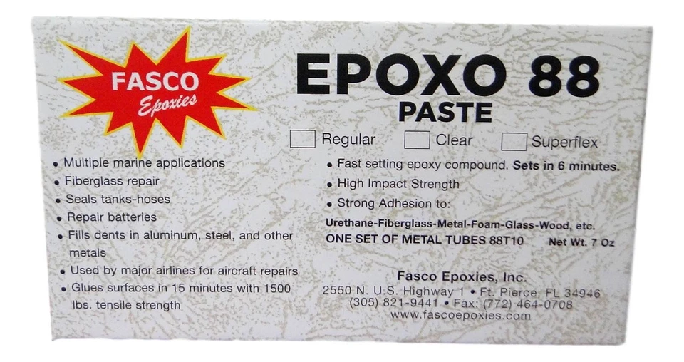 Fasco Epoxo-88 | 6min set Epoxy Paste Clear Adhesive Glue 7oz tube kit - Image 1 of 1