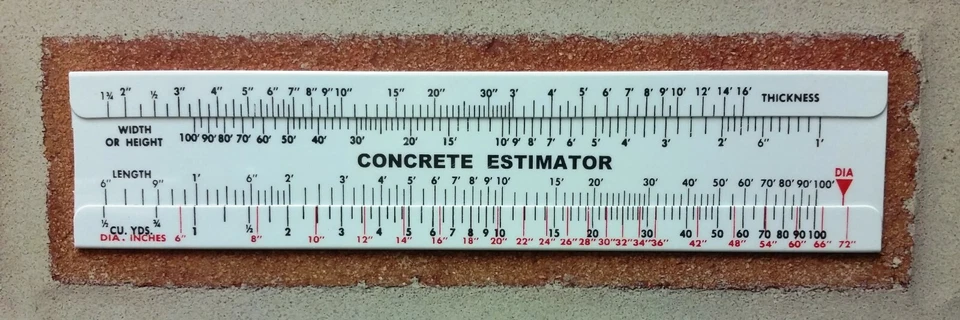 Concrete Slide Rule 100 Yard Volume Calculator  Great Gift for Contractors!! - Image 1 of 1
