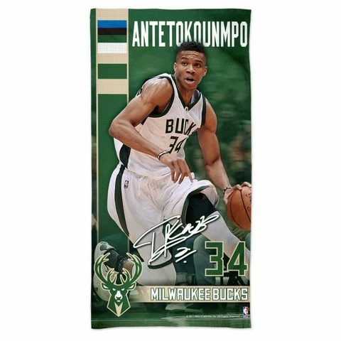 GIANNIS ANTETOKOUNMPO MILWAUKEE BUCKS SPECTRA BEACH TOWEL 30"X60" COTTON PLUSH Cover