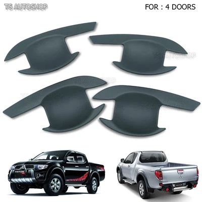 For Mitsubishi Triton L200 2005-2014 4 Door Matte Black Handle Bowl Insert Cover - Image 1 of 4