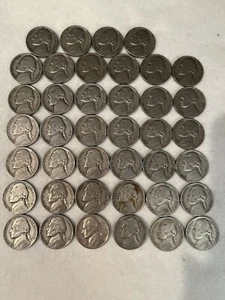 40 1947 Jefferson Nickels / Circulated/ No Mint Mark/ In Good Condition - Picture 1 of 10