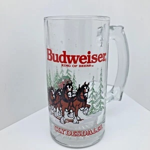 Budweiser Beer Clydesdales Glass Mug Holiday Stein Collectible 1992 Anheuser - Picture 1 of 11