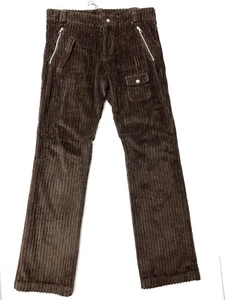 HELMUT LUNG BROWN CORDUROY WIDE LEG W / ZIPP & SNAP-ON  POCKETS  JEANS,  SIZE M - Picture 1 of 11