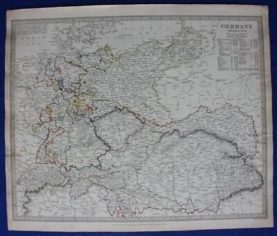 GERMANY, PRUSSIA, BAVARIA, BOHEMIA, HUNGARY, original antique map, SDUK, 1844 - Image 1 of 4