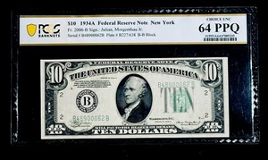 FR. 2006-B $10 1934-A Federal Reserve Note New York PCGS Choice UNC 64PPQ - Picture 1 of 2