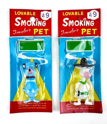 Vintage Traveler's Smoking Pet  Huckleberry Hound & Quick Draw McGraw  - No Cigs - Image 1 of 4