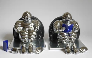 2 schwere Buchstützen Michelin Bibendum Werbefigur Metall - Bild 1 von 20