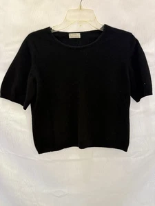 Marks & Spencer Cashmere Black Short Sleeve Sweater Women’s M Quiet Luxury - Picture 1 of 5